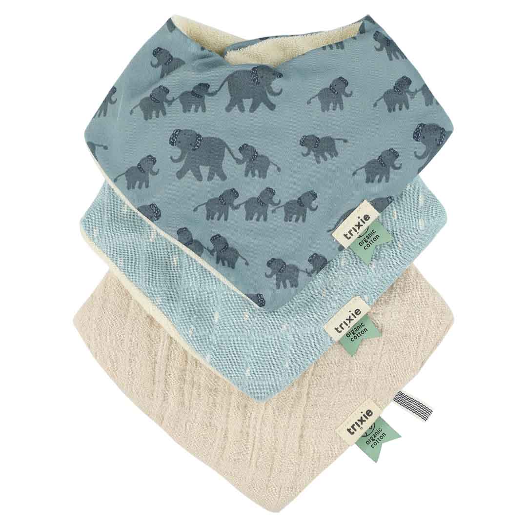 Bandana bib 3-pack mix - Enchanting Elephant